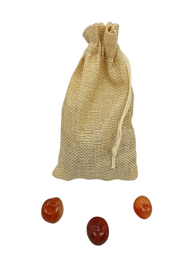 Plus Value Natural Carnelian Tumbled Pebbles Stone Reiki Healing Vastu Feng Shui (50grams, Jute Bag) - Image 4